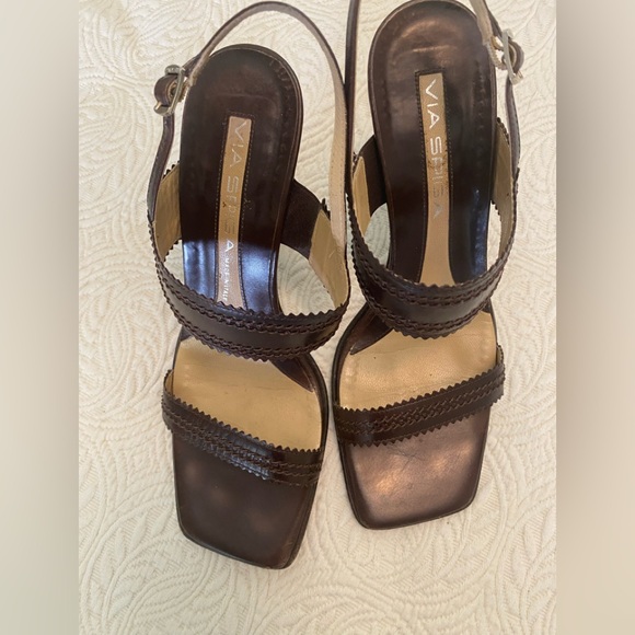 Via Spiga Dark Brown Leather High Heel Sandal, made in Italy. Size 9. - Picture 5 of 11